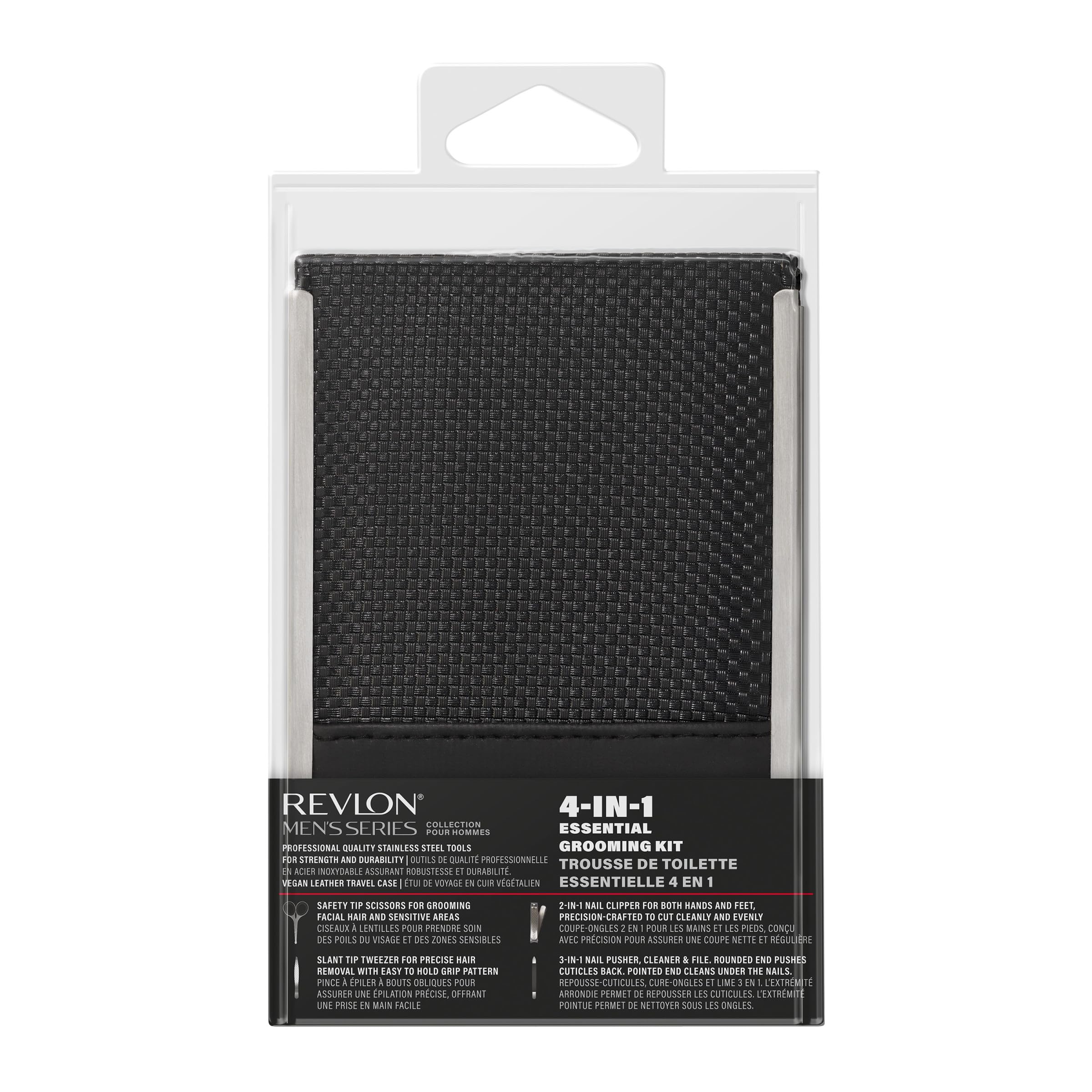 Buy now Revlon Men's Grooming Kit, 5-Piece Travel Essentials Set, Includes Nail Clippers, Scissors, File, Tweezers and Carrying Case, Stainless Steel, 1 count at indiglob india