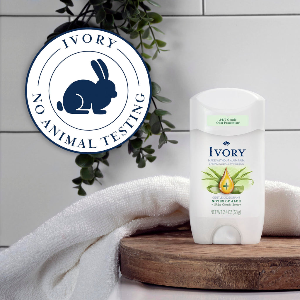 Ivory Aluminum Free Deodorant, Notes of Aloe, 24hr Gentle Deodorant, Dermatologist Tested, Baking Soda Free, Paraben Free, 2.4 oz