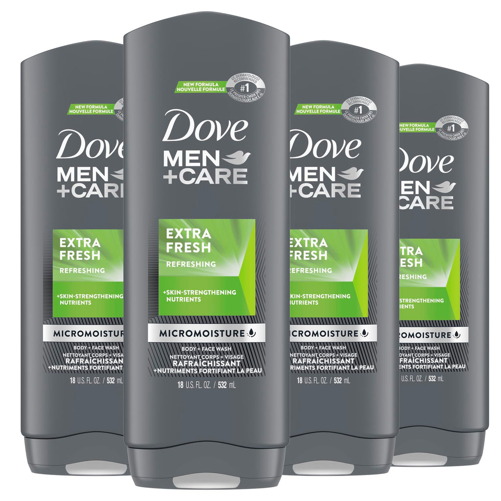 Buy now DOVE MEN + CARE Body and Face Wash Clean Comfort 4 Count for Healthier and Stronger Skin Effectively Washes Away Bacteria While Nourishing Your Skin, 18 oz at indiglob india