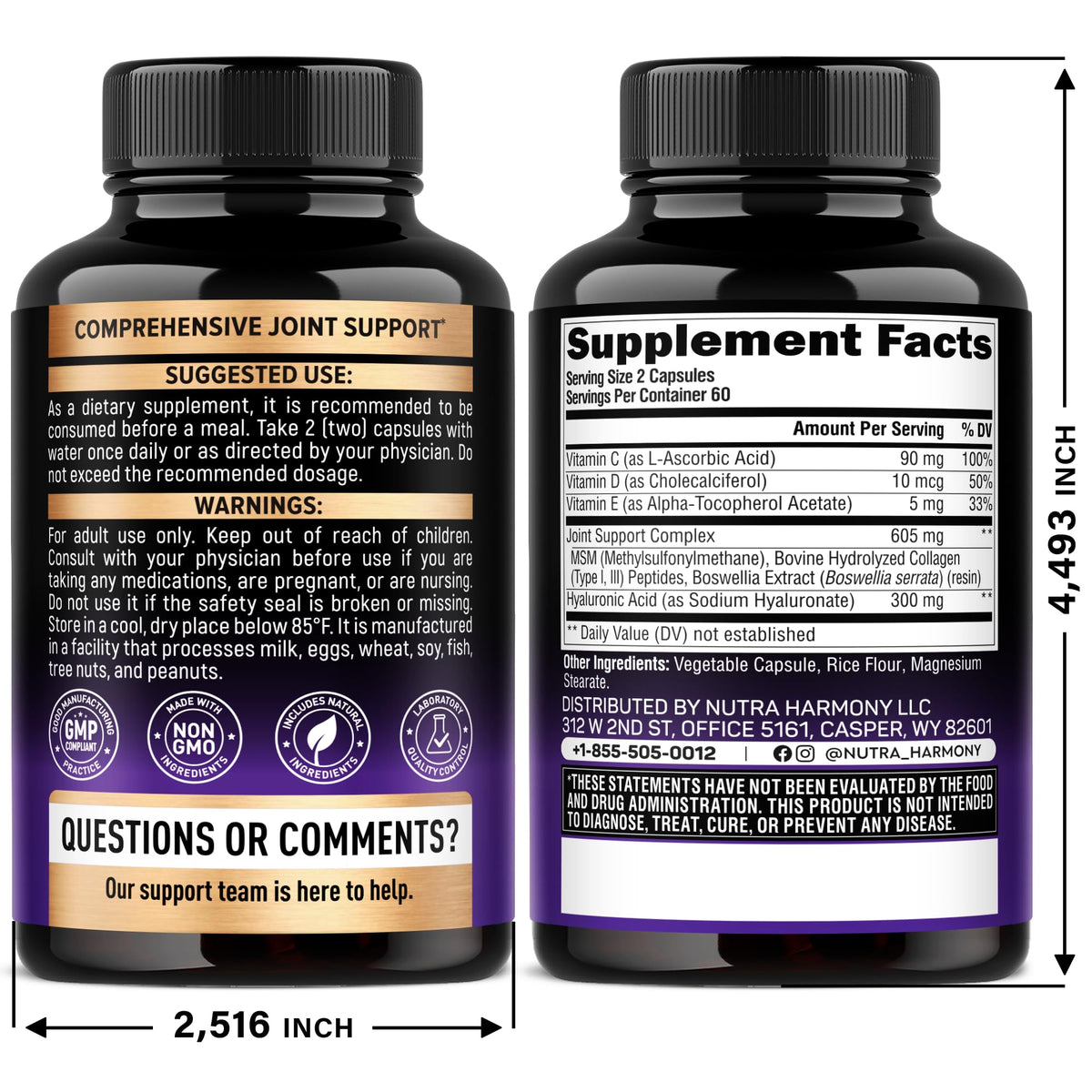 Hyaluronic Acid Supplements 1000mg - Skin & Joint Support - 120 Caps