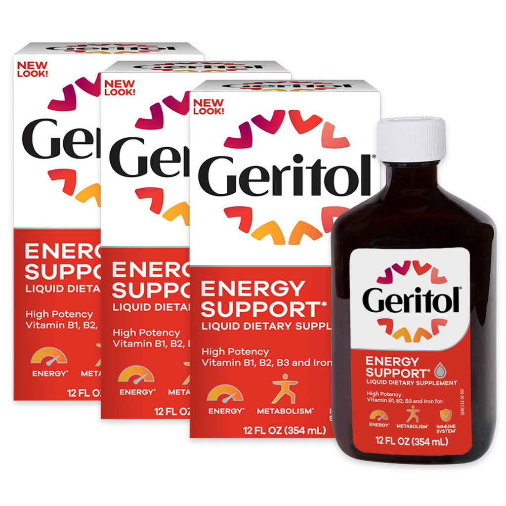 Geritol Liquid Vitamin and Iron Supplement, Energy Support Vitamins, Contains High Potency B-Vitamins and Iron, Easy to Swallow, No Artificial Sweeteners, Non-GMO, 12 Oz (Pack of 2)