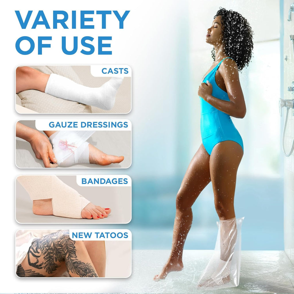 Buy now 100% Waterproof Cast Covers for Shower Leg - Tight Seal - Reusable Adult 2pk Half Leg Cast Protectors - Knee, Ankle, Foot at indiglob india