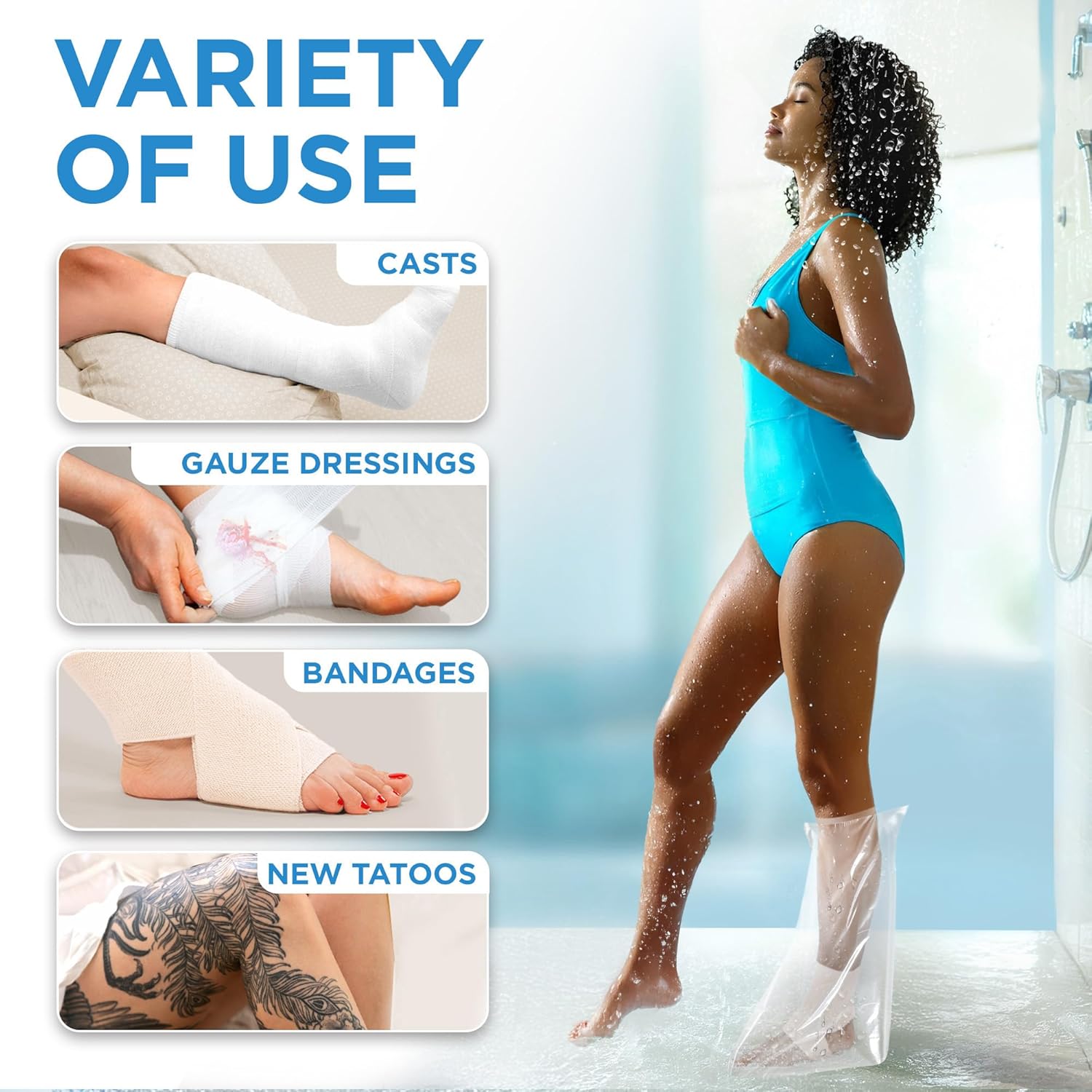Buy now 100% Waterproof Cast Covers for Shower Leg - Tight Seal - Reusable Adult 2pk Half Leg Cast Protectors - Knee, Ankle, Foot at indiglob india