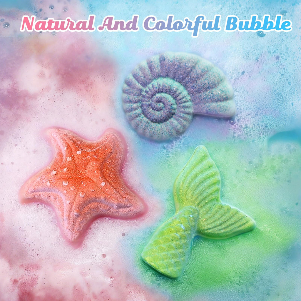 Mermaid Bath Bombs for Kids with Toys Inside, Gifts for 4-8 Year Old Girl