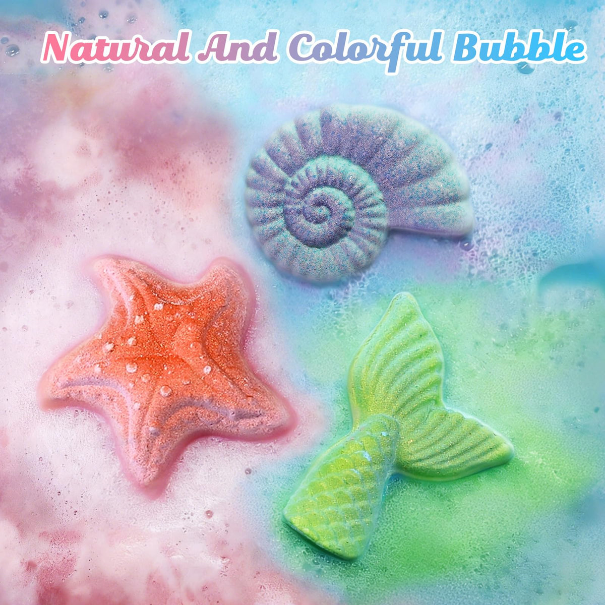 Mermaid Bath Bombs for Kids with Toys Inside, Gifts for 4-8 Year Old Girl