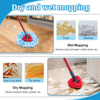 Mop Heads Replacements for O-Cedar RinseClean 2-Tank Spin Mop, Mop Replace Head for O Cedar, Mop Heads Include 4 Pack Mop Refills, 2 Scrubber Mop Heads, 1 Mop Base, Reusable, Easy to Replace