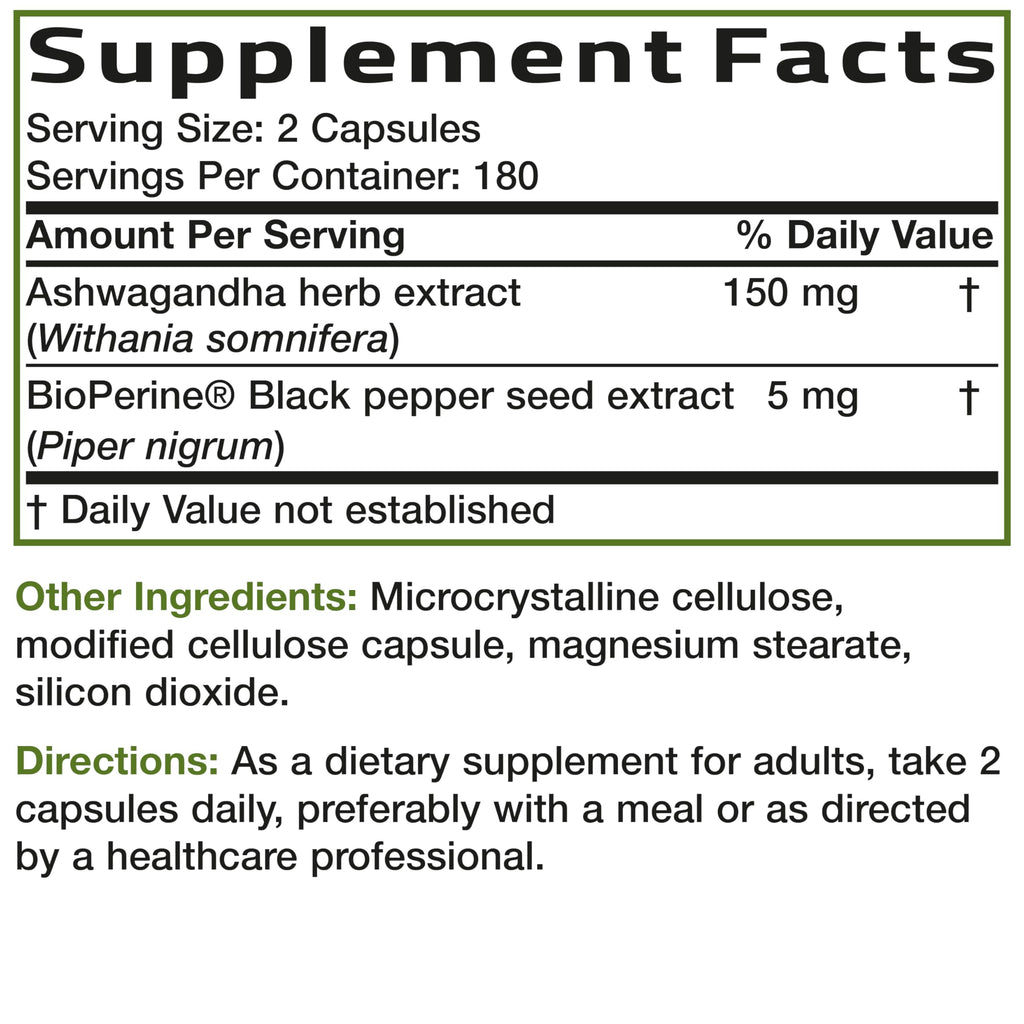 Bronson Ashwagandha Extra Strength Stress & Mood Support 360 Capsules | Vegetarian, Non-GMO, Gluten-Free, Soy-Free, BioPerine for High Absorption