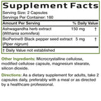 Bronson Ashwagandha Extra Strength Stress & Mood Support 360 Capsules | Vegetarian, Non-GMO, Gluten-Free, Soy-Free, BioPerine for High Absorption