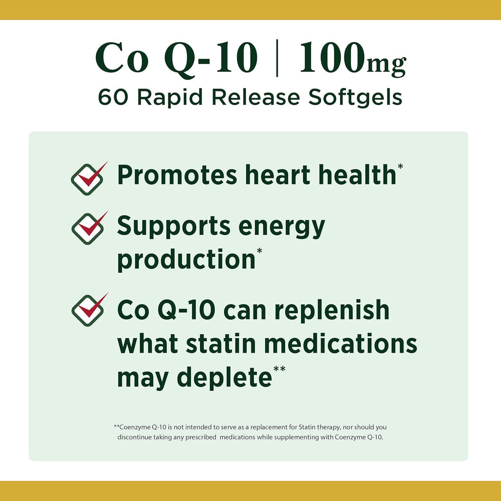 Buy now Nature's Bounty CoQ10, Supports Heart Health, 100mg Plus L-Carnitine, 60 Softgels at indiglob india