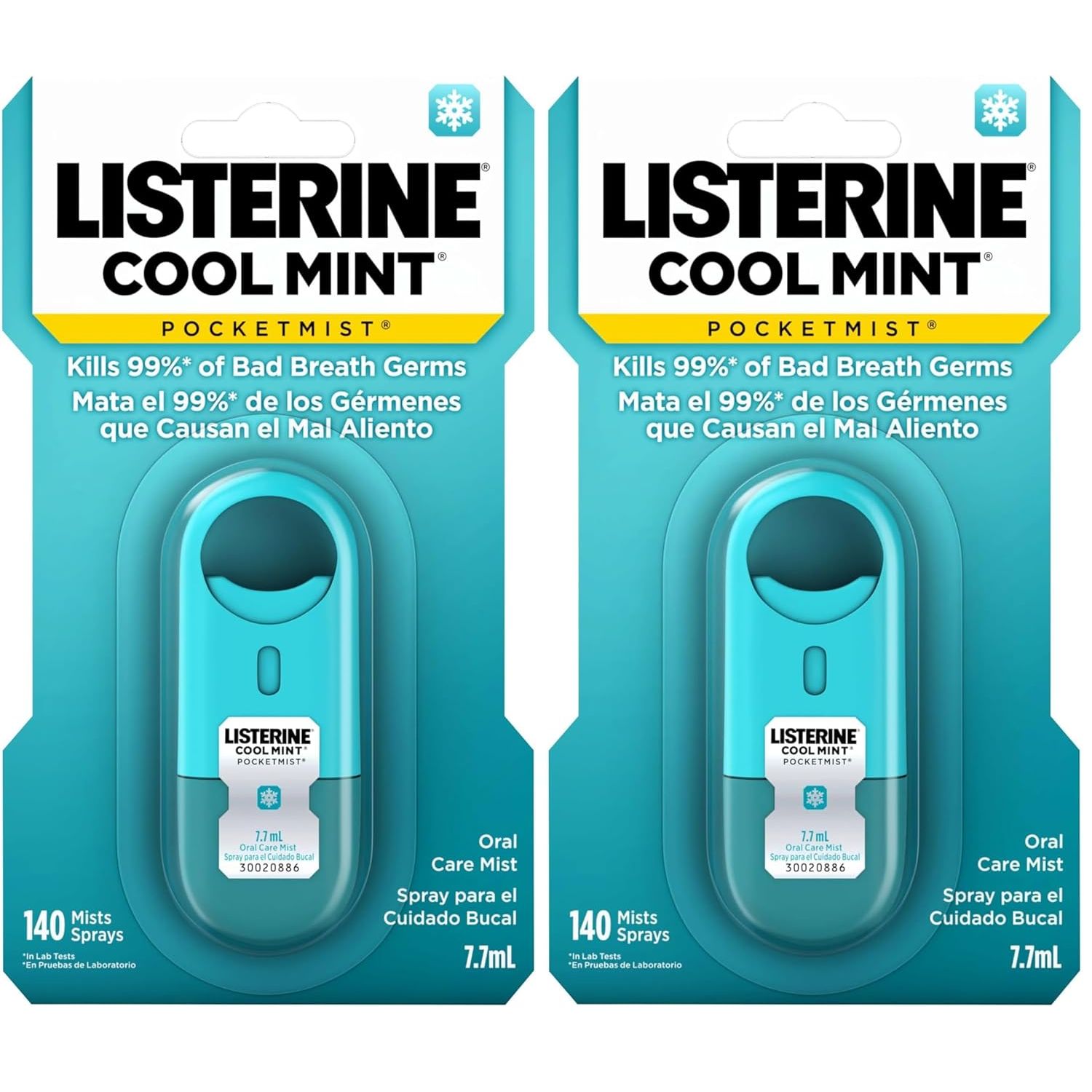 Buy now Listerine Cool Mint Pocketmist, Oral Care Mist for Fresh Breath, Non-Aerosol Sugar-Free Bad Breath Refresher Spray to Kill 99% of Bad Breath Germs, Portable, Cool Mint Flavor, 1 Pack of 2 Sprays 2 Count at indiglob india