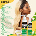 Goiple Wig Shampoo & Wig Milk Spray for Synthetic Hair Human Wigs, Detangle and Anti-Frizz, Hydrates & Moisturizes Synthetic Wig Shampoo, Conditioner＆Detangler 2 in 1 Moisturize Spray Detangler Brush