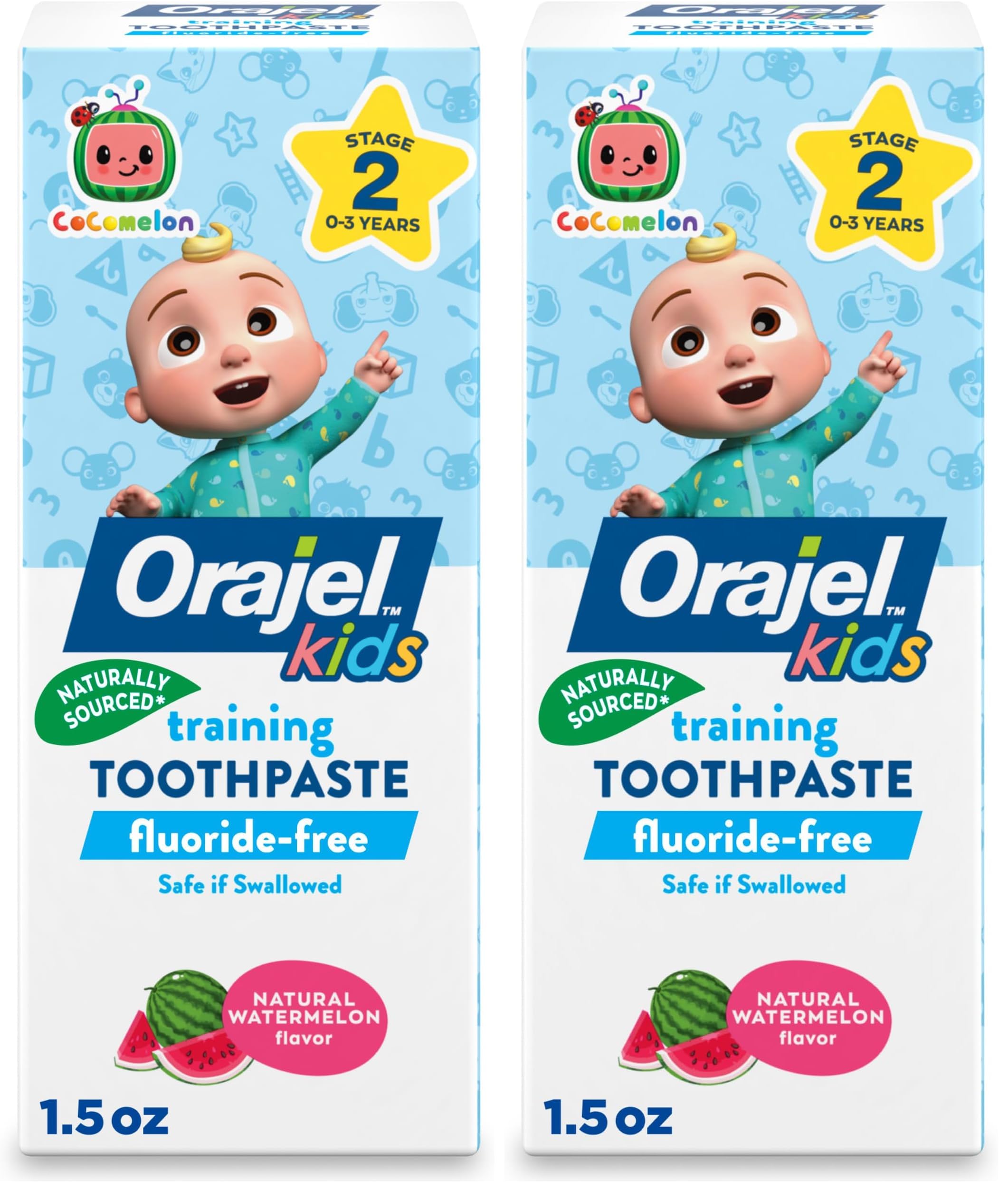 Buy now Orajel Kids CoComelon Training Toothpaste Fluoride-Free; #1 Pediatrician Recommended Fluoride-Free Toothpaste*, 1.5oz Tube Natural Watermelon Flavor 1.5 Ounce (Pack of 2) at indiglob india