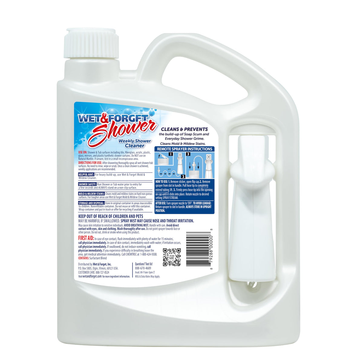 Wet & Forget Shower Cleaner Spray, No Scrub, Fragrance Free, 64 Fl Oz