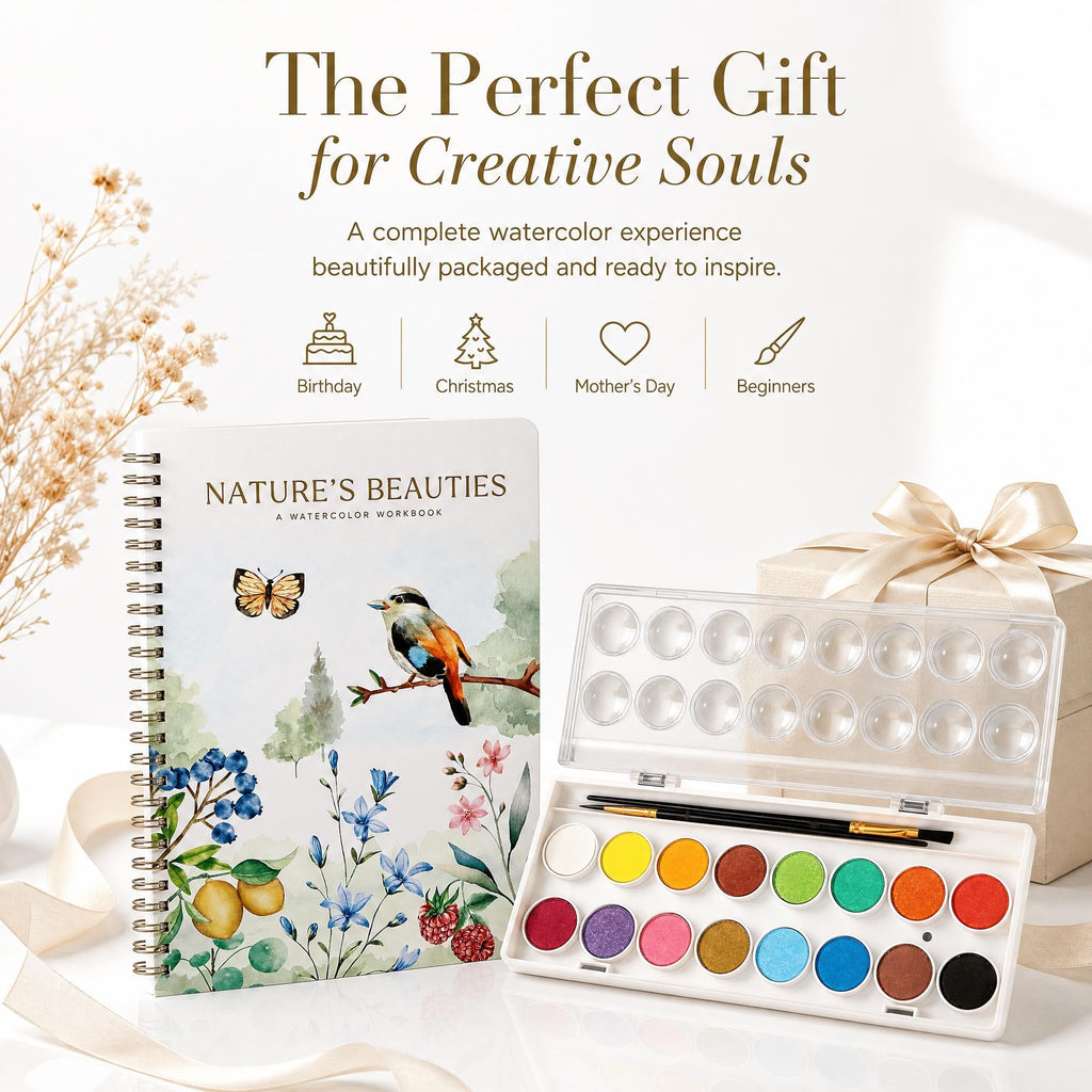 Beautiful Watercolor Paper Workbook Set for Beginners with Paint Included