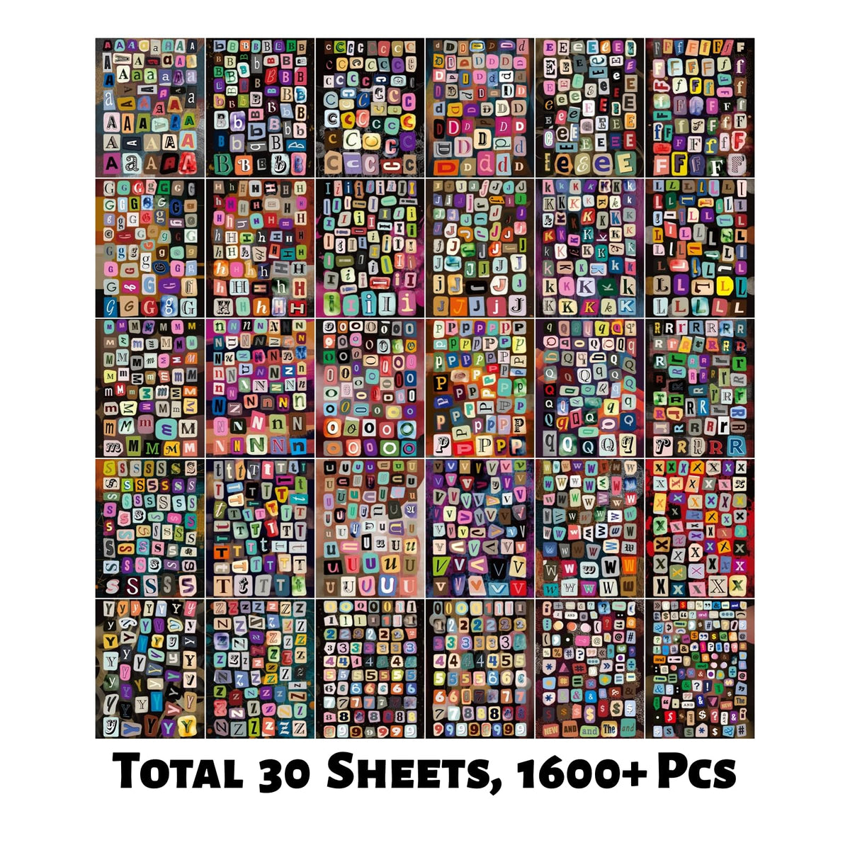 1600+ Pcs Vintage Letter Stickers Book for Scrapbooking DIY Crafts Notebook