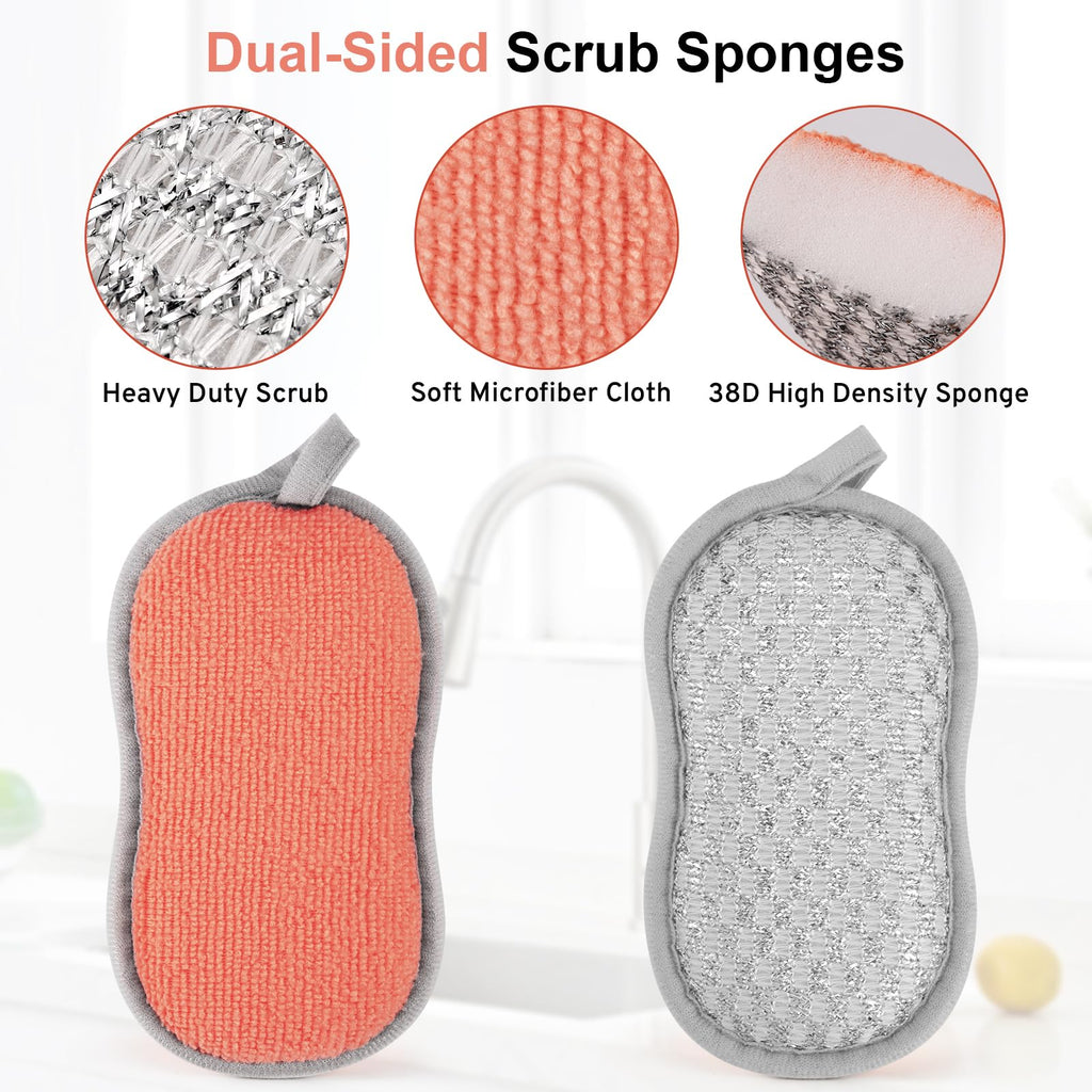 Kitchen Sponges for Washing Dishes, 1 Inch Thick Dual-Sided Dish Sponge