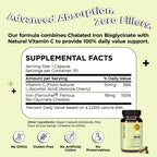 Future Kind Iron Supplement for Women & Men, Chelated Bisglycinate, 30ct