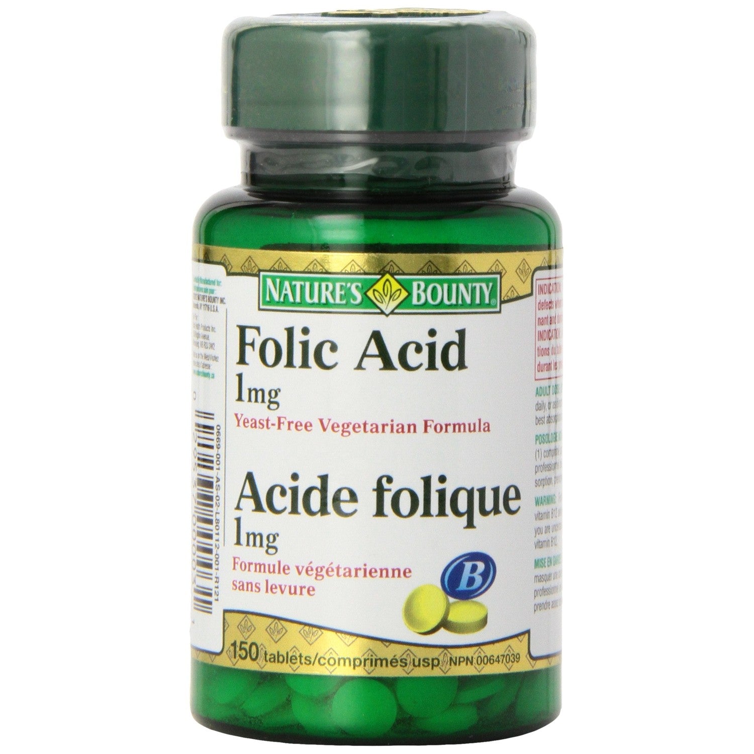 Nature's Bounty Folic Acid 1 mg 150 Tablets (Packaging May Vary)