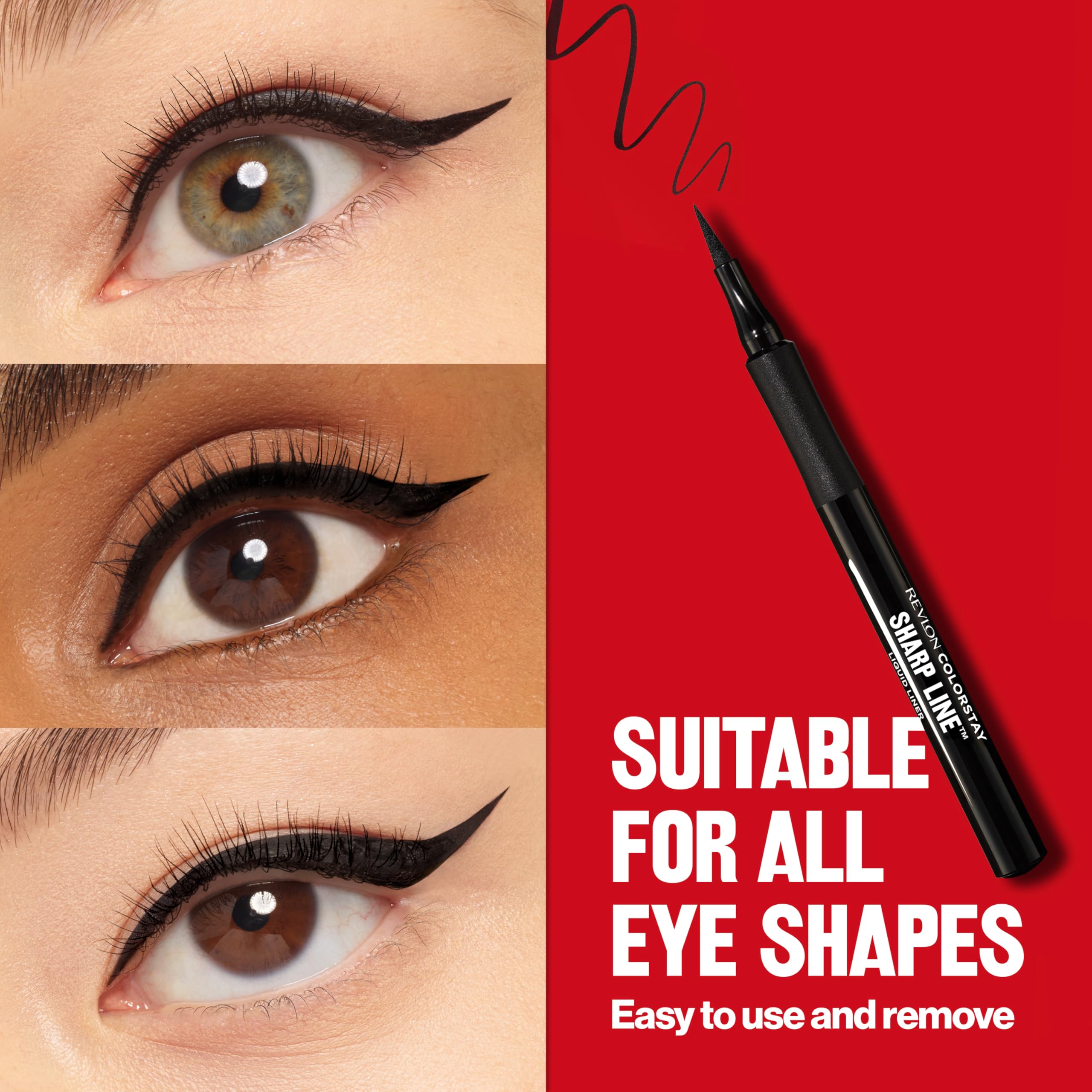 Revlon ColorStay Sharp Line Liquid Eyeliner, Blackest Black, 0.04 fl oz | Waterproof liquid eyeliner with felt tip for sharp, thin-to-thick lines. Smudge-proof, long-lasting.
