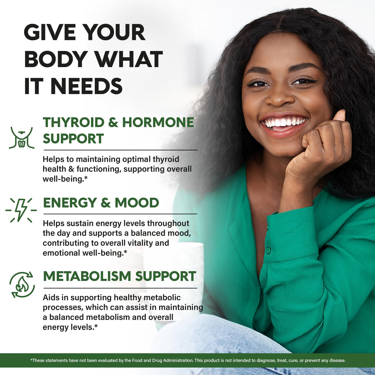 Thyroid Support for Women - Selenium | Zinc & Iodine | L-Tyrosine - 60 Caps