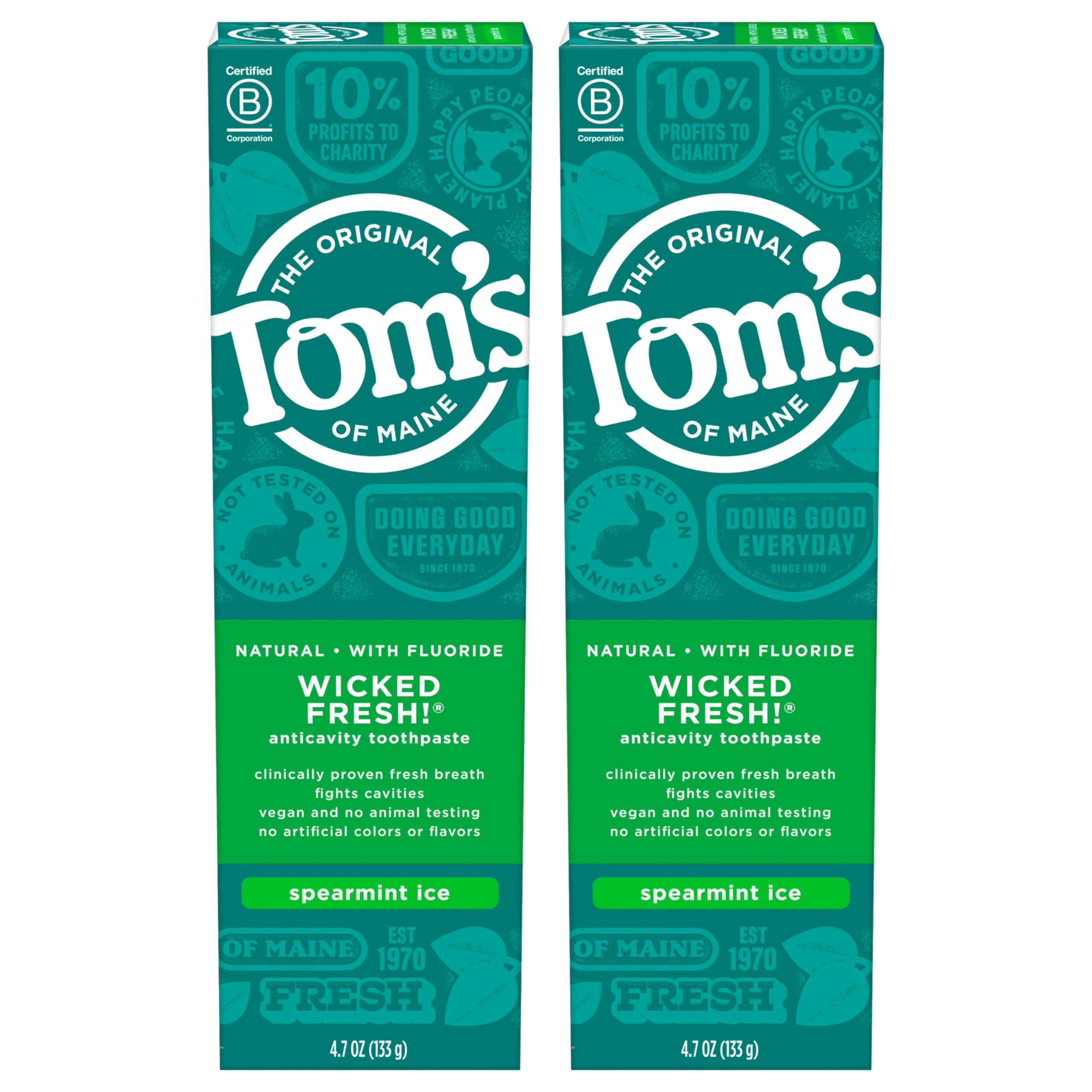 Buy now Tom's of Maine Natural Wicked Fresh! Fluoride Toothpaste, Spearmint, 4.7 oz. 2-Pack at indiglob india