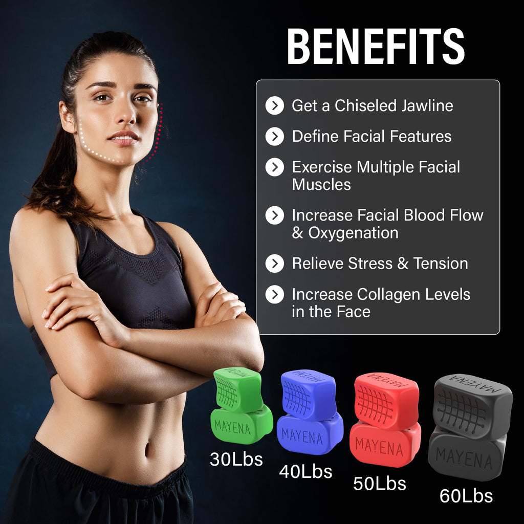 Jaw Exerciser for Men & Women - 4 Pack Set - Defines Facial Muscles