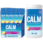 Natural Vitality Calm Magnesium Stick Packets | Raspberry Lemon Flavored Relaxing Drink Mix Powder | On-The-Go Pouches | Gluten & Sugar-Free | 255mg Per Serving | 30 Count