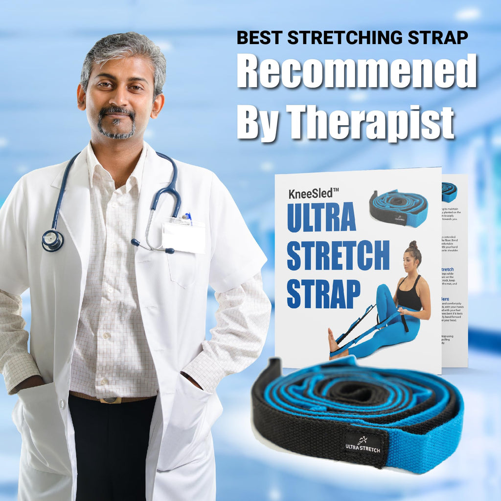 KneeSled Ultra Stretch Strap with 10 Loops, Physical Therapy Strap for Hamstring, Leg & Foot Stretching, Stretch Out Straps for PT, Yoga & Exercise Recovery