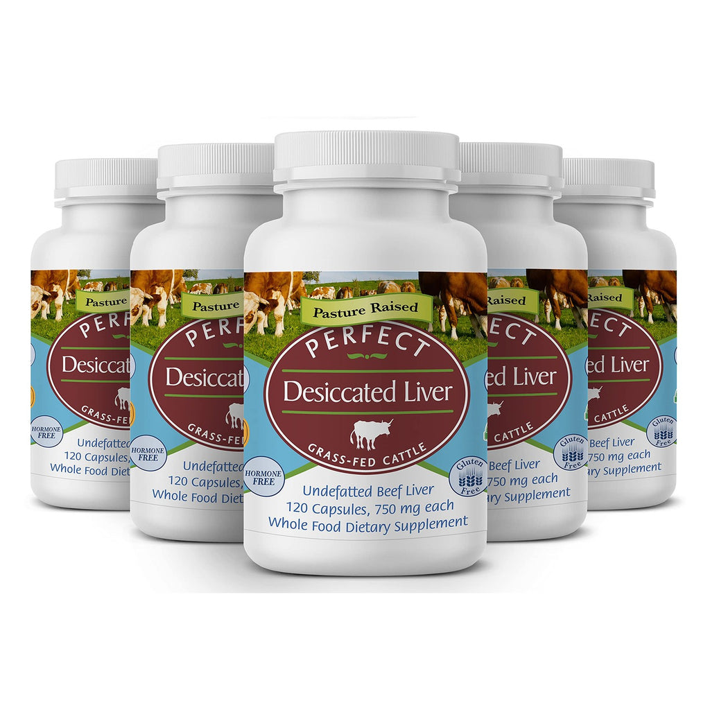 Perfect Supplements – Perfect Desiccated Liver – 120 Capsules - Undefatted Beef Liver – Natural Source of Protein, Iron, Vitamins A & B