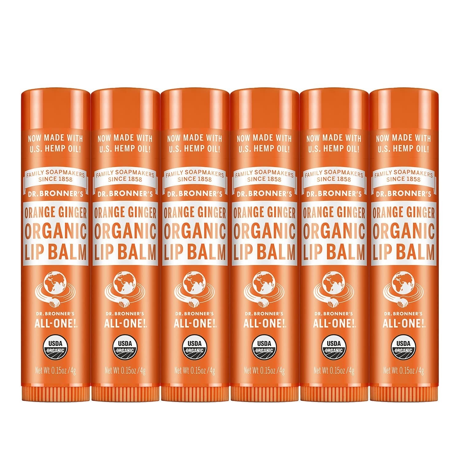 Buy now Dr. Bronner's - Organic Lip Balm Variety Peppermint, Orange Ginger, Naked, Lemon Lime) - Made with Organic Beeswax and Avocado Oil, For Dry Lips, Hands, Chin or Cheeks, 0.15 Ounce (Pack of 4) 0.15 Ounce (Pack of 6) Orange at indiglob india