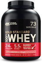 Buy now Optimum Nutrition Gold Standard 100% Whey Protein Powder, Banana Cream, 5 Pound (Packaging May Vary) at indiglob india