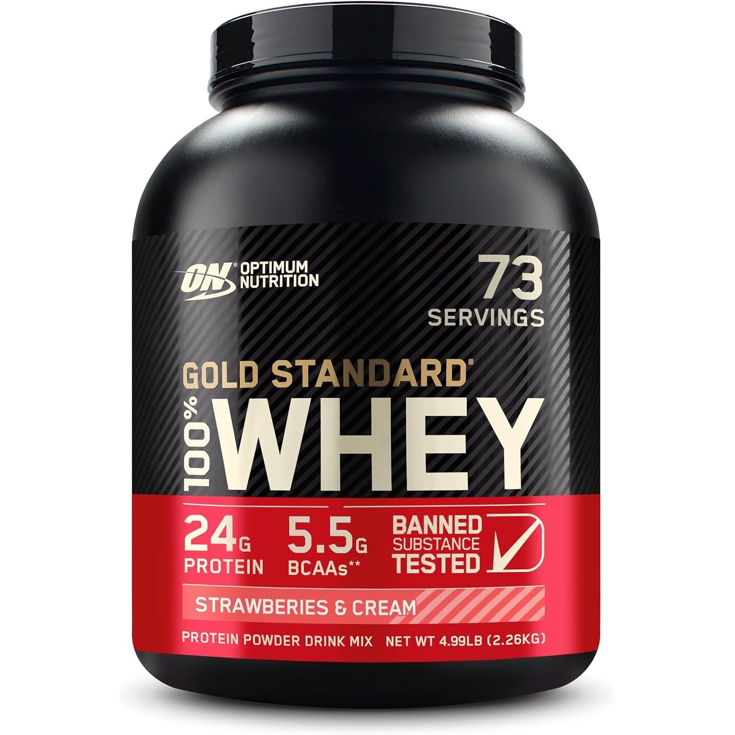 Buy now Optimum Nutrition Gold Standard 100% Whey Protein Powder, Strawberry Banana, 5 Pound (Packaging May Vary) at indiglob india