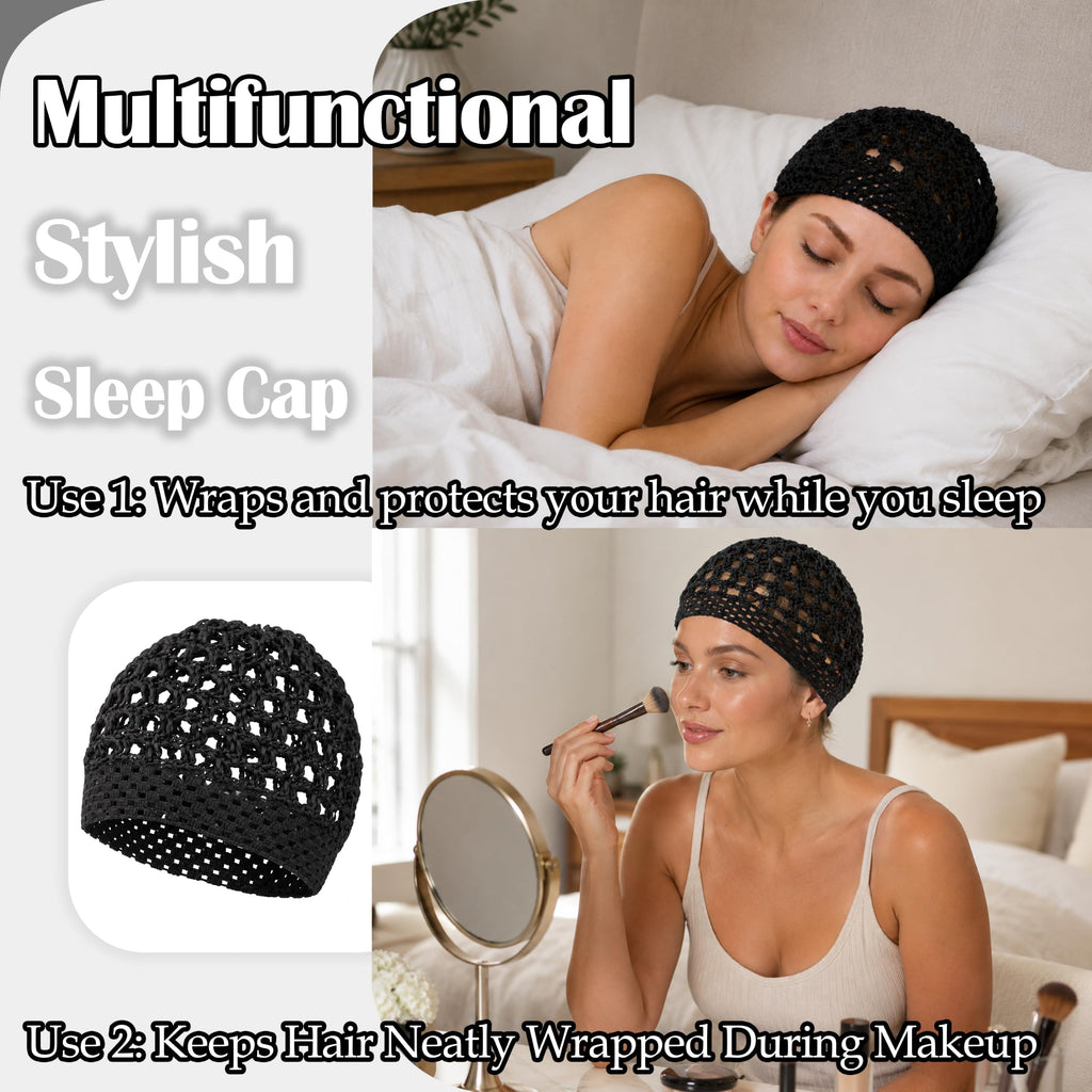 2 Mesh Hair Nets for Sleeping, Extra-Wide Band Wrap for Silk Press