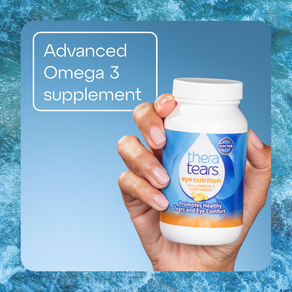 TheraTears Omega 3 Supplement for Eye Care, 180ct | 1200mg Fish Oil and Organic Flaxseed Oil with Vitamin E, Eye Nutrition, Promotes Healthy Tears & Eye Comfort