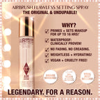 Charlotte Tilbury Airbrush Flawless Setting Spray - Ultra-Fine Hydrating Mist to Prime & Set Makeup Up to 16Hr – Soothes and Blurs Skin, Waterproof, Wedding Makeup