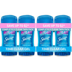 Secret Outlast Antiperspirant Deodorant for Women, 72hr Sweat & Odor Protection, PH Balancing Minerals, Pro-Hyaluronic Acid, Clear Gel, Completely Clean Scent, 2.6 oz (Pack of 2)
