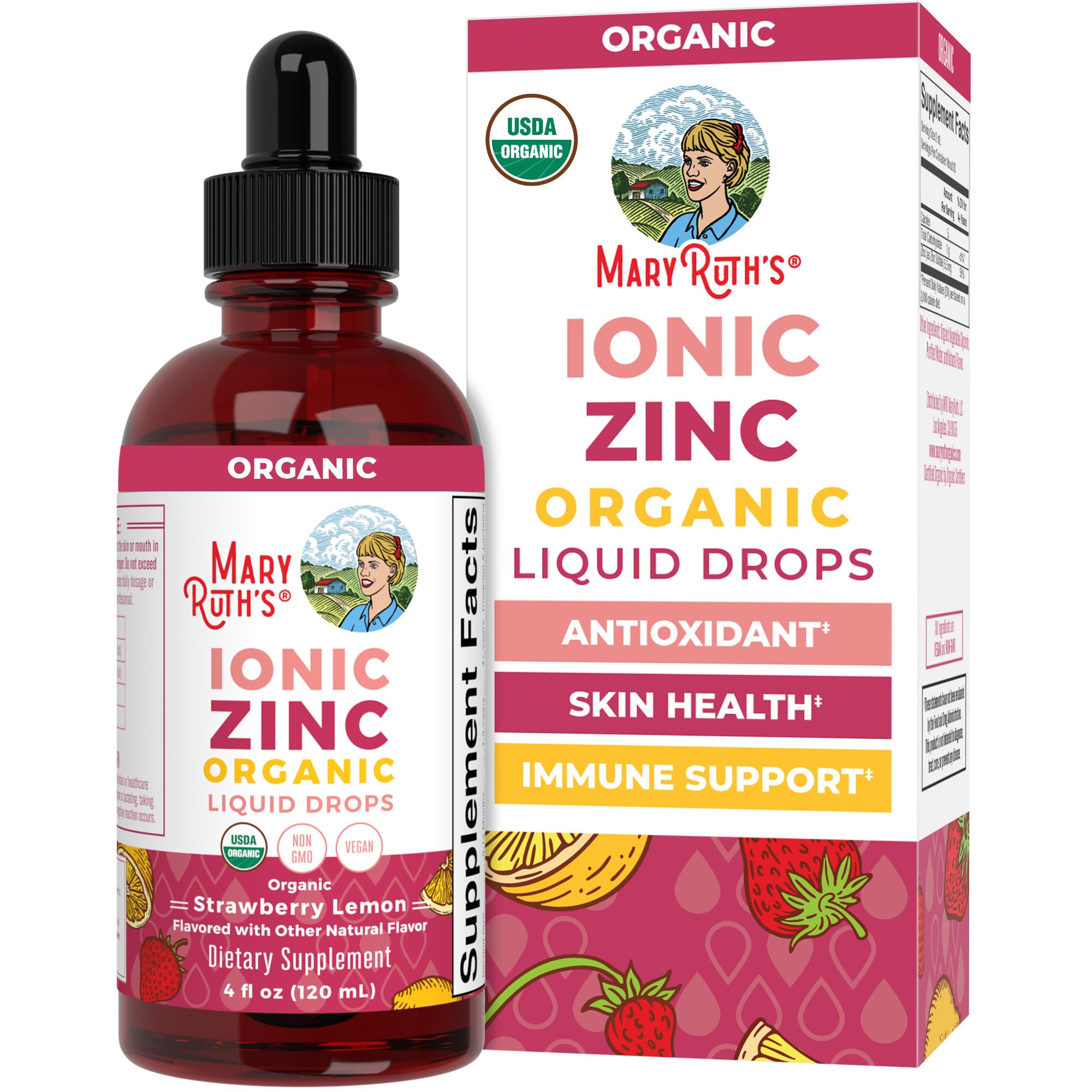 MaryRuth's Organic Liquid Zinc Supplement, Immune Support, Antioxidant, 4oz | Immune Support, Skin Health, Antioxidant, Cellular Metabolism, Zinc Sulfate