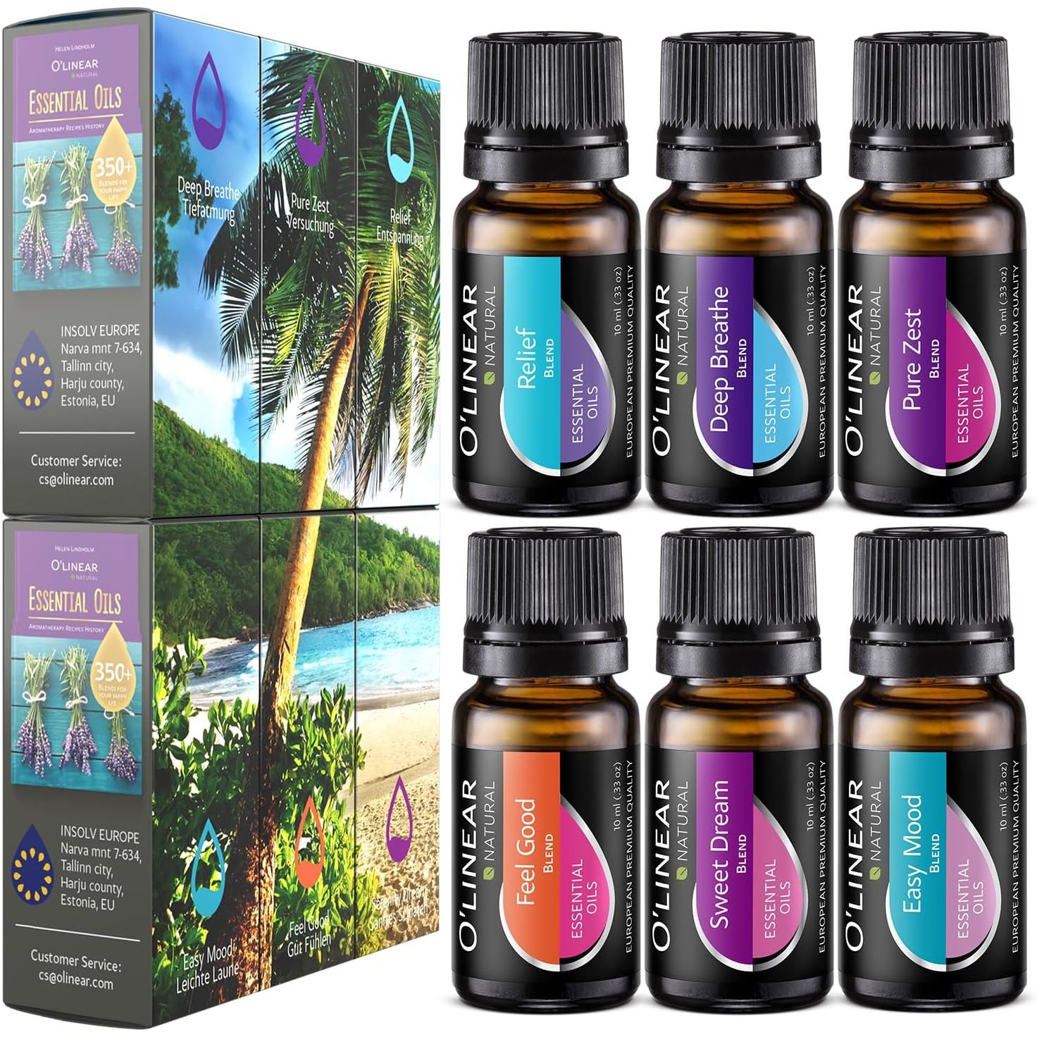 Buy now O'linear Essential Oils 6 Blends Set - Perfect for Humidifiers and Diffusers, Aromatherapy Diffuser Oils Scents, Essential Oil Kit for Home Use, Essential Oil Pack with Various Scents at indiglob india