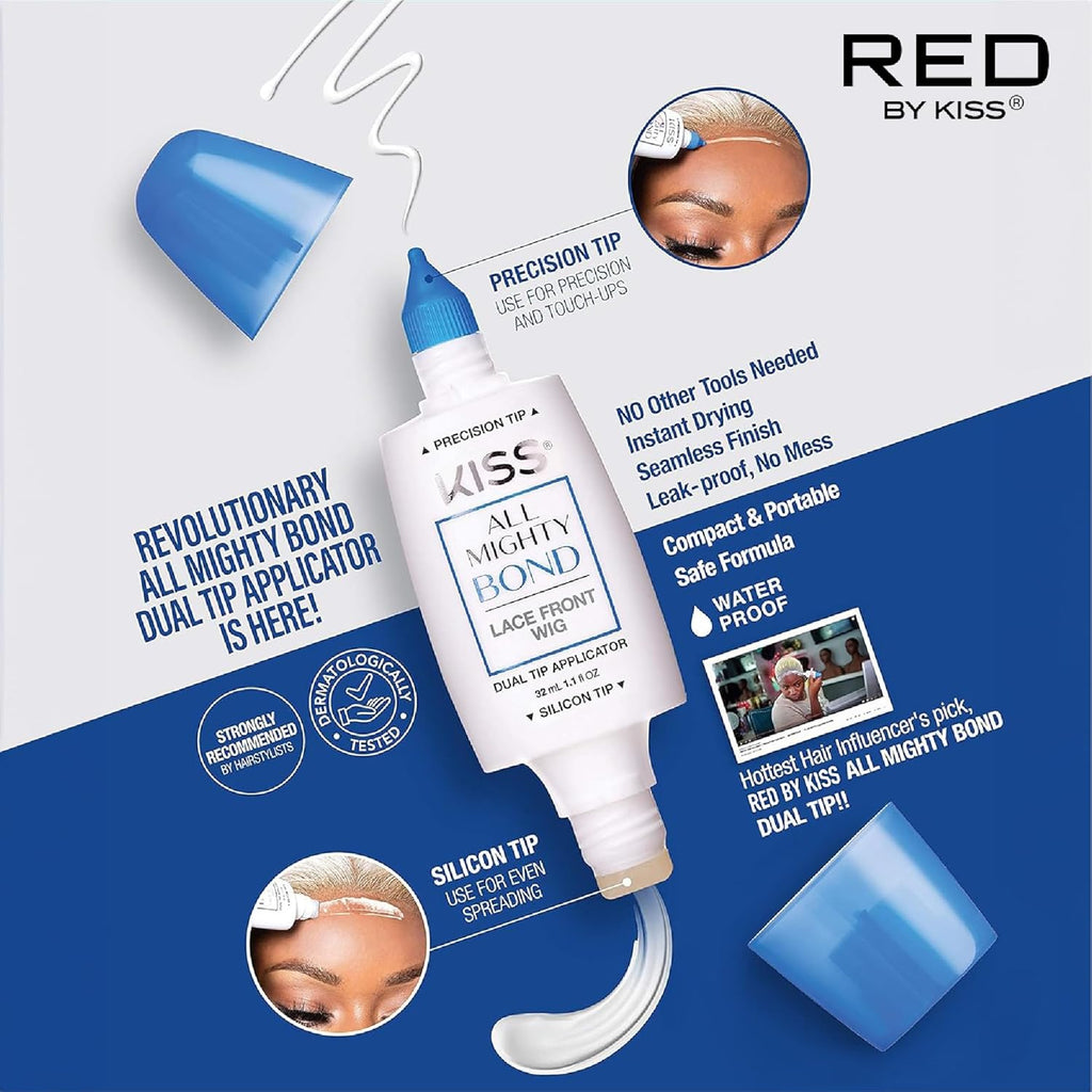 Buy now Red by Kiss All Mighty Bond Lace Front Wig Glue, Dual Tip Applicator, Instant Drying, Water Resistant, Strong Hold for Wigs, Frontals, Toupees, Safe for Sensitive Skin at indiglob india