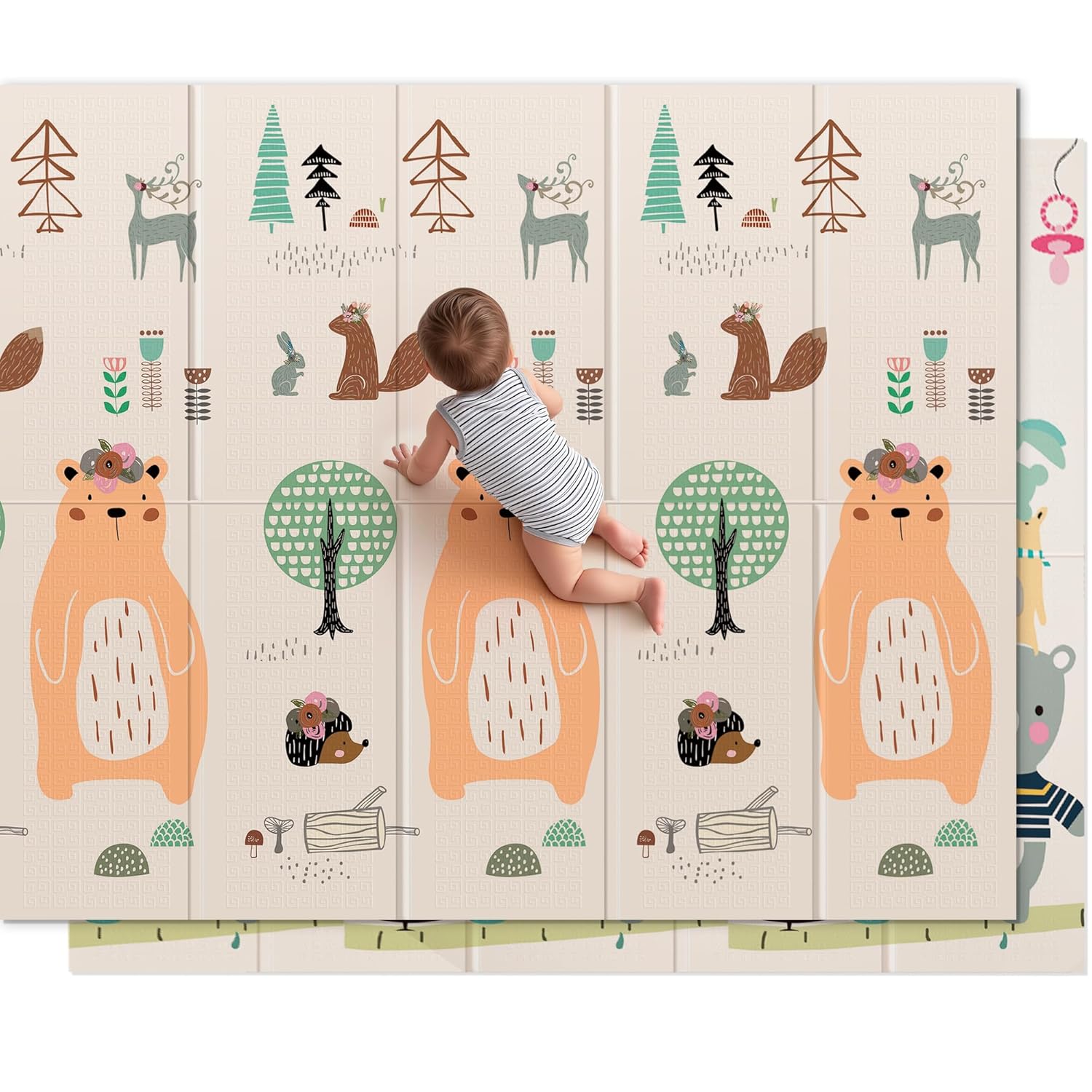 Buy now UANLAUO Foldable Baby Play Mat, Extra Large Waterproof Activity Playmats for Babies,Toddlers, Infants, Play & Tummy Time, Foam Baby Mat for Floor with Travel Bag (Cloud(71x59x0.4inch)) 79x71x0.4 Inch Bear+Jungle+Party at indiglob india