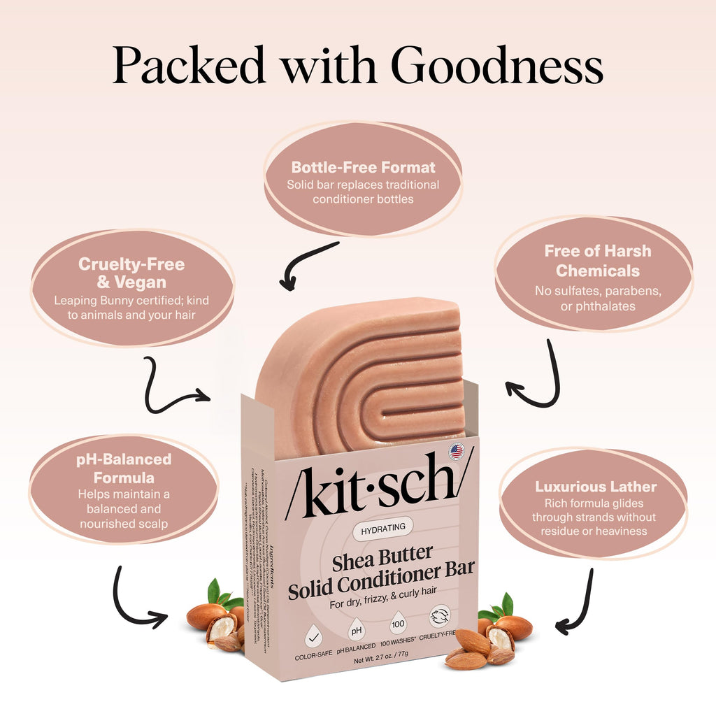 Buy now Kitsch Shea Butter Conditioner Bar Æ’?? Shea Moisture Conditioner for Soft, Hydrated Hair Æ’?? Solid Hair Conditioner for Hair Care Æ’?? Paraben, Sulfate & Silicone-Free, Vegan, Made in USA - 2.7 oz at indiglob india