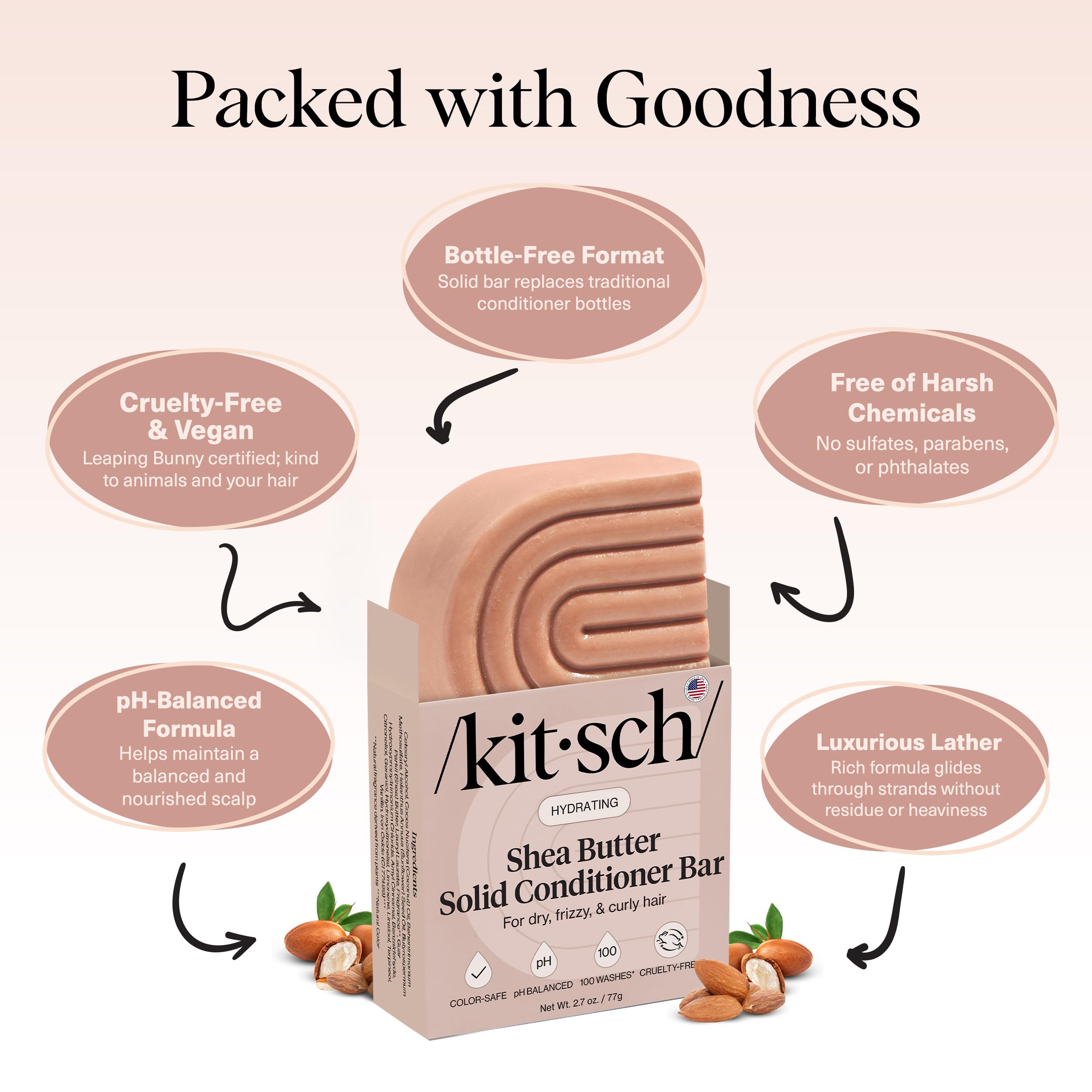 Buy now Kitsch Shea Butter Conditioner Bar Æ’?? Shea Moisture Conditioner for Soft, Hydrated Hair Æ’?? Solid Hair Conditioner for Hair Care Æ’?? Paraben, Sulfate & Silicone-Free, Vegan, Made in USA - 2.7 oz at indiglob india