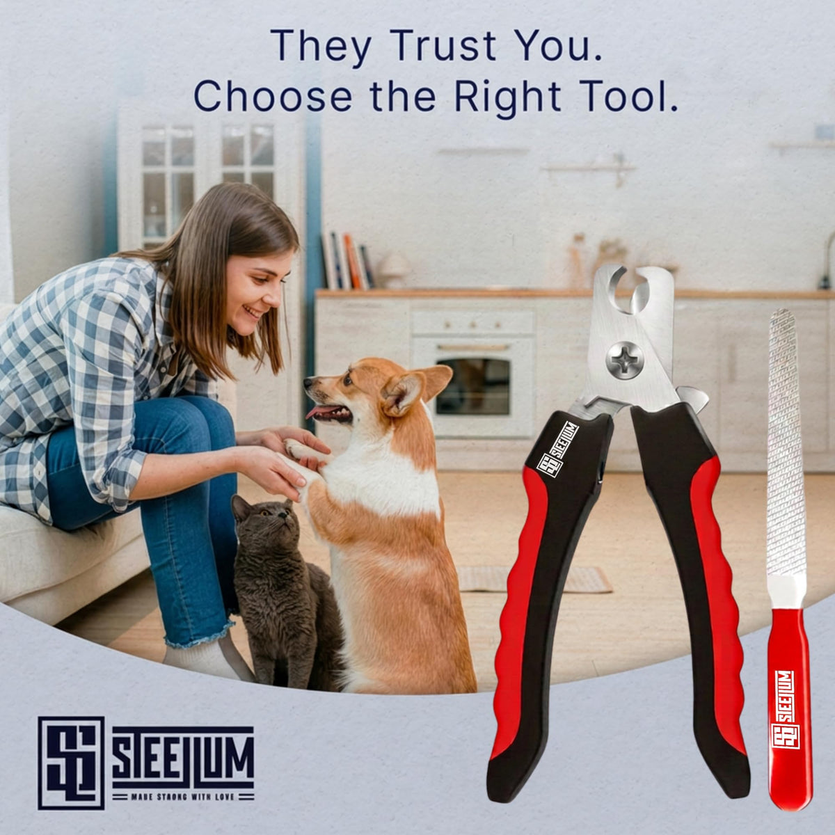 Professional Dog Nail Clippers for Large Dogs and Medium Dogs - with Safety Guard & Ergonomic Easy Grip, Dog Nail Trimmer for Large Dog, Safe Cat Nail Clippers - for Precise Grooming