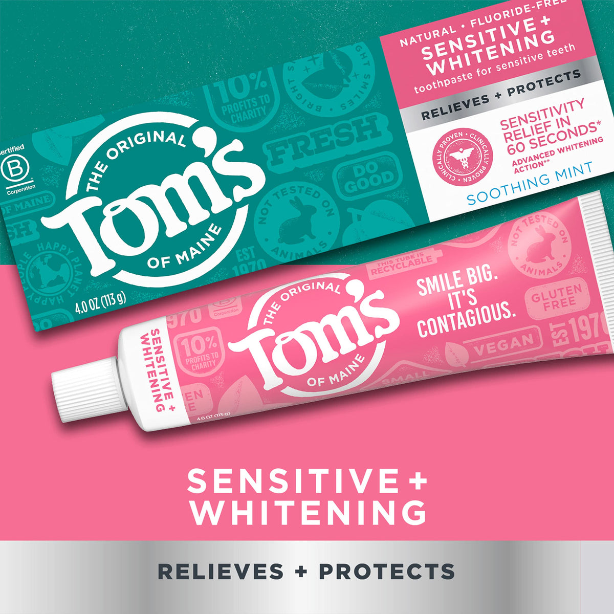 Tom's of Maine Sensitive and Whitening Toothpaste, Mint, 3 Pack, 4 oz