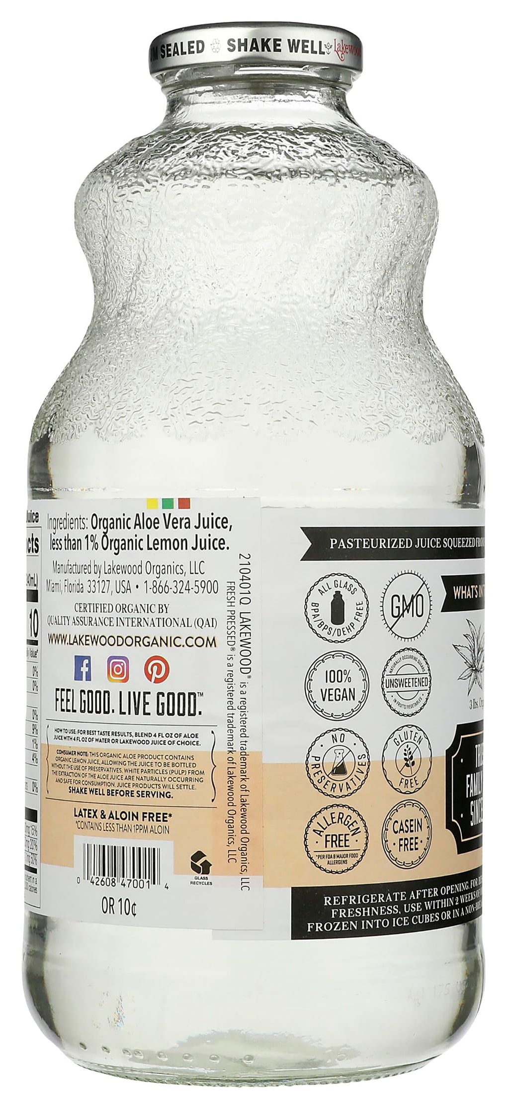 Lakewood Juice Aloe Vera ORG, 32 FO