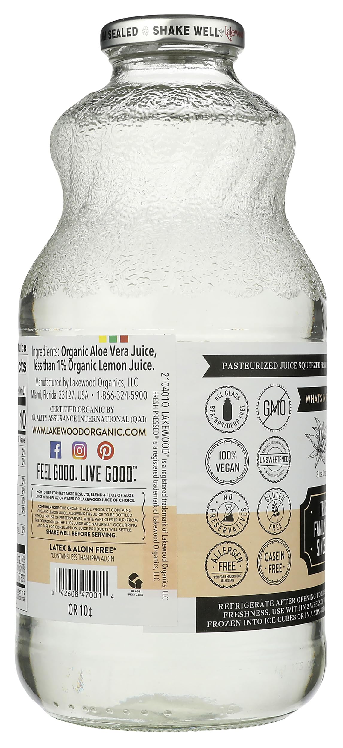 Lakewood Juice Aloe Vera ORG, 32 FO