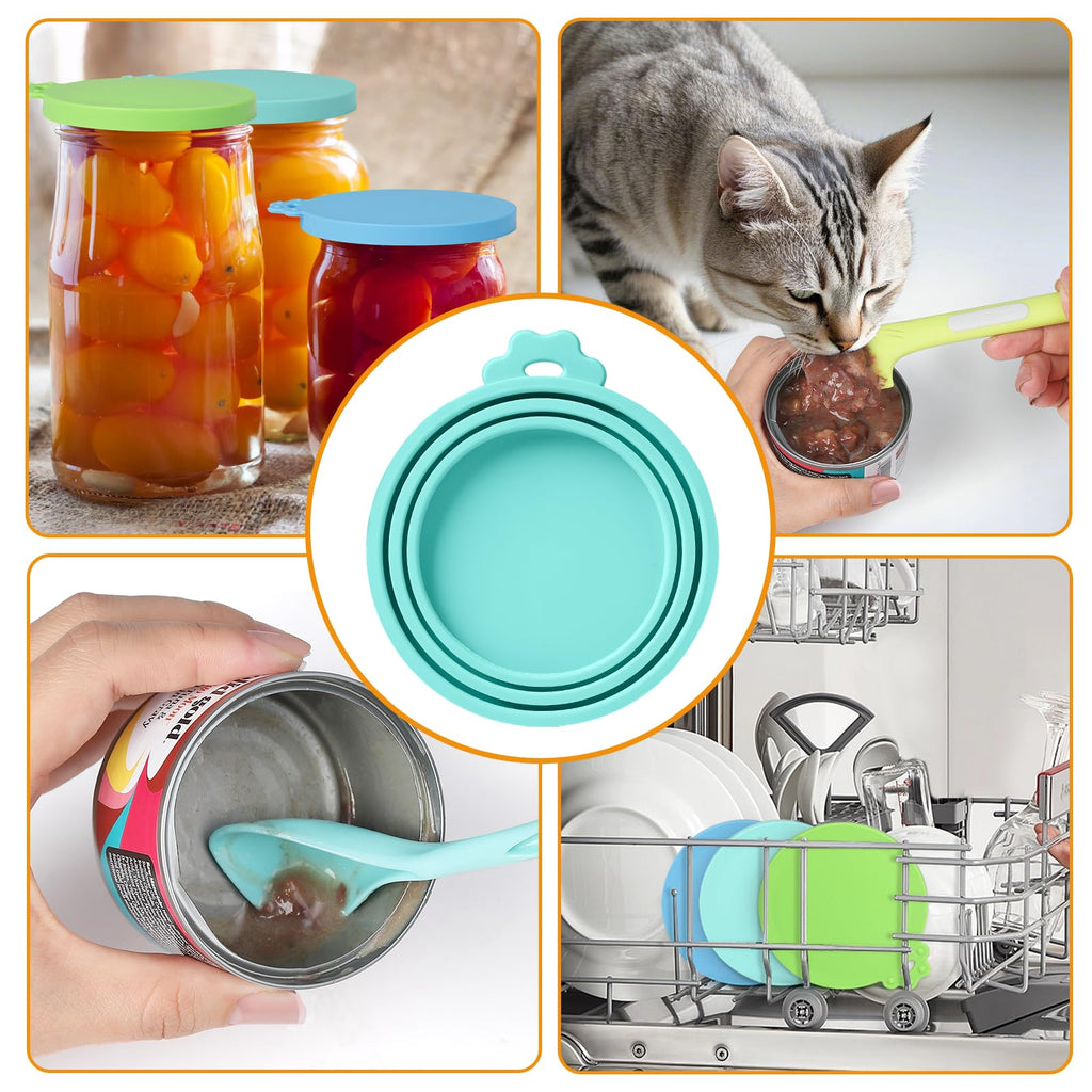 8 PACK Can Lids, Pet Food Can Cover and Food Mixing Spoons Food Canned Scoop, Fits Most Standard Size Dog and Cat Can Tops for Pet Cat Dog Feeding Can and Wet Food Storage