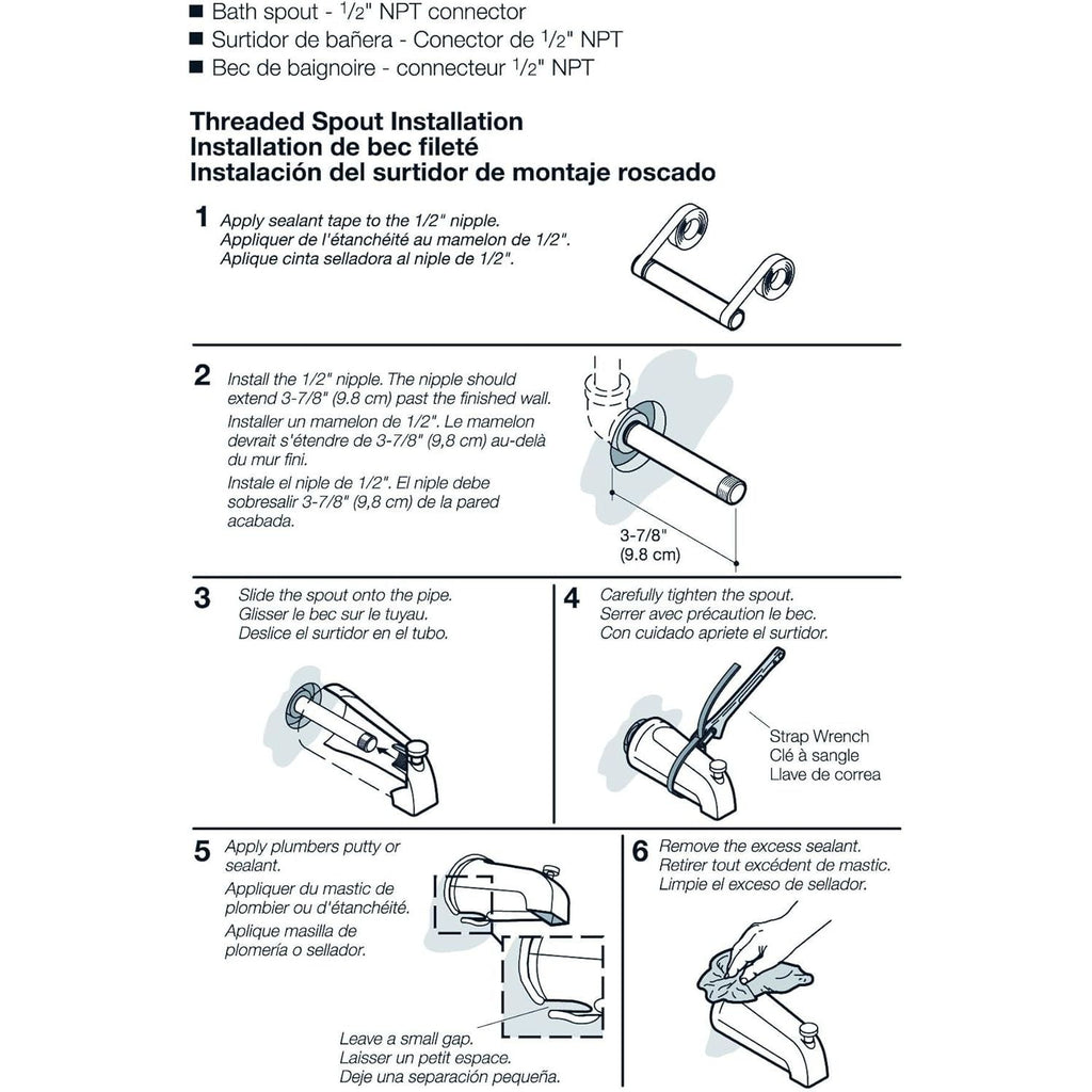 Buy now KOHLER GENUINE PART GP85555-CP DIVERTER BATH SPOUT - 1/2" NPT CONNECTION at indiglob india