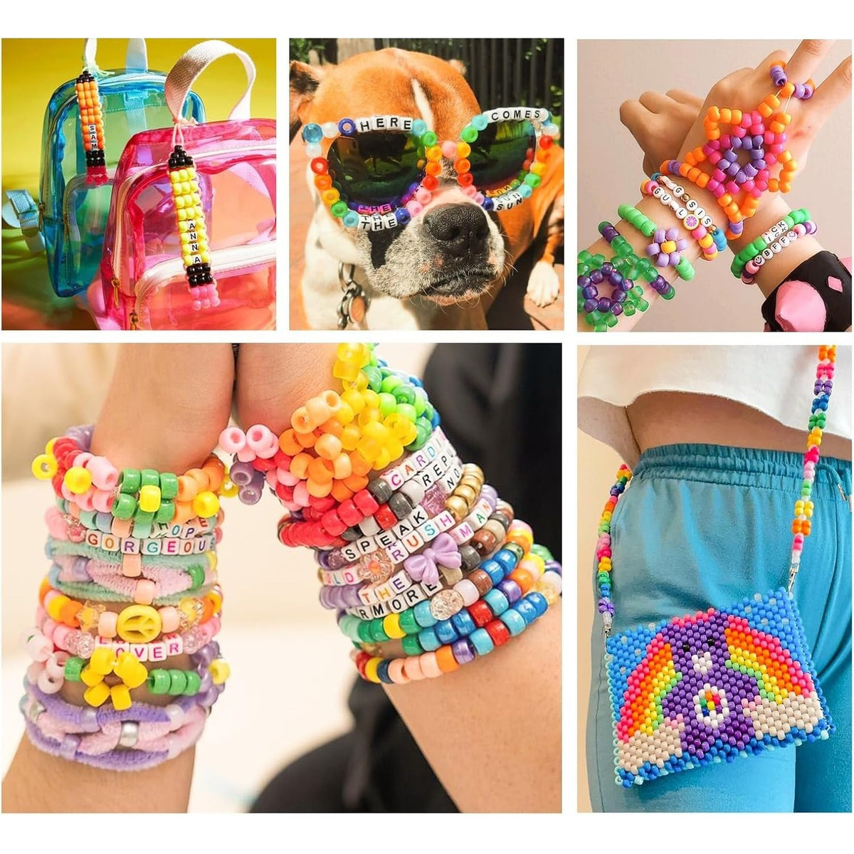 5 Boxes Bracelet Making Kit Pony Beads, 96 Colors Kandi Beads for Bracelets