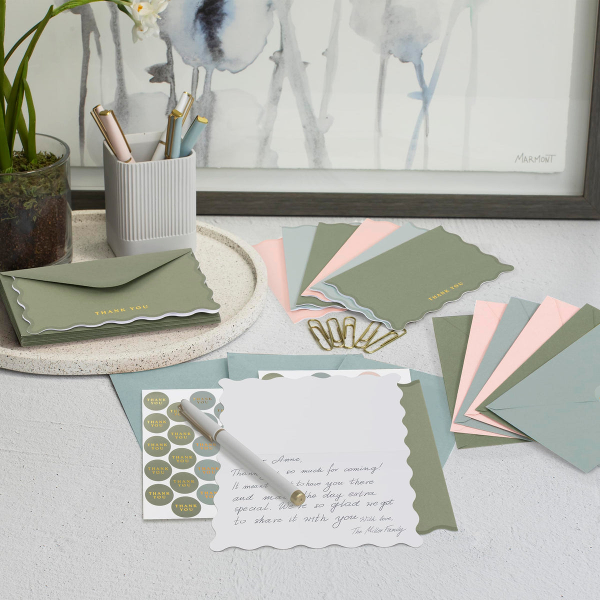 ZICOTO Beautiful Thank You Cards Set of 30 With Envelopes and Stickers